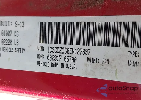 2014 Dodge Avenger Sxt z USA, uszkodzony, nr VIN 1C3CDZCG8EN127897